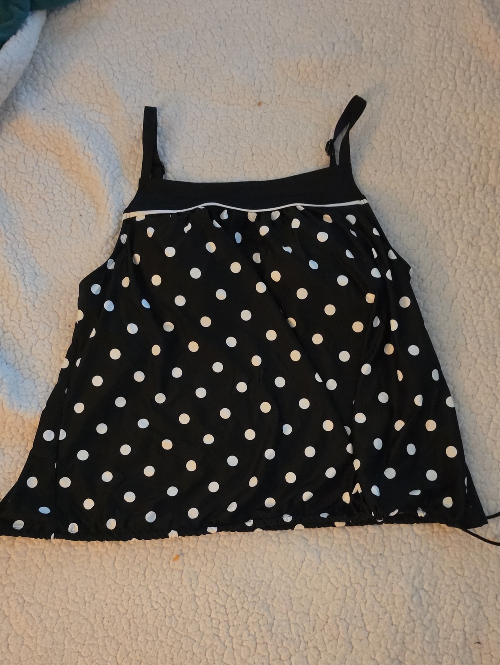 Beach House Black with White Polka Dot Swim Top